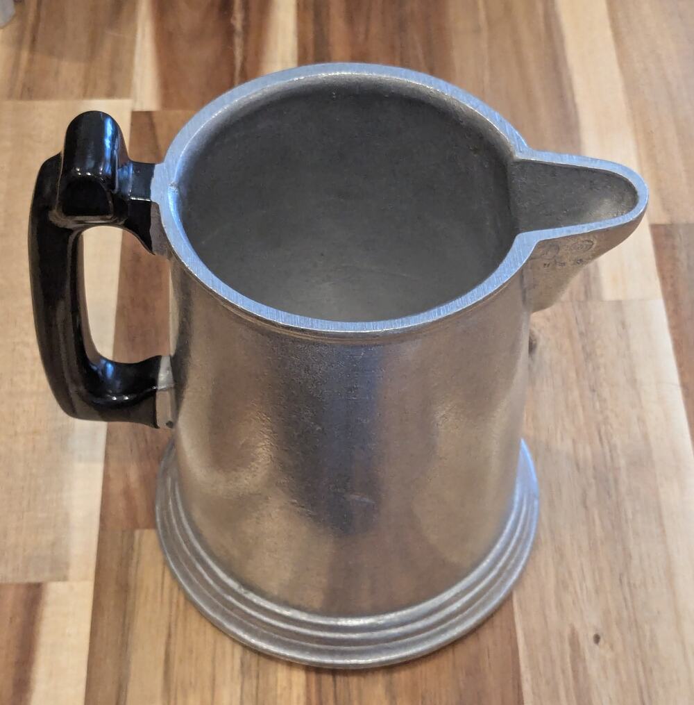 Vintage Wilton Armetale Pewter Open Pitcher Black Handle RWP USA Creamer 6"